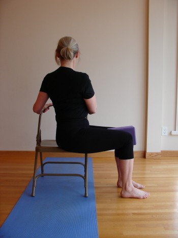 Bharadvajasana Twist in a chair - Five-Minute Yoga